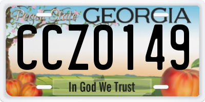 GA license plate CCZ0149