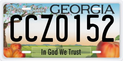 GA license plate CCZ0152