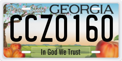 GA license plate CCZ0160