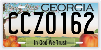 GA license plate CCZ0162