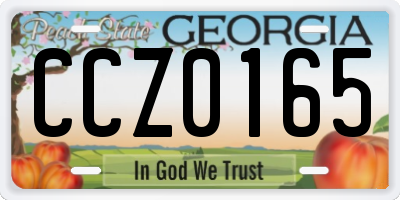 GA license plate CCZ0165