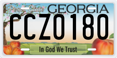 GA license plate CCZ0180