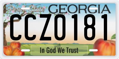 GA license plate CCZ0181