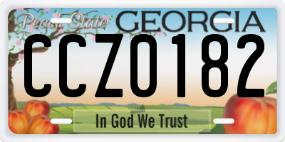 GA license plate CCZ0182
