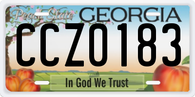 GA license plate CCZ0183