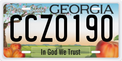 GA license plate CCZ0190