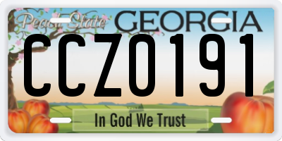 GA license plate CCZ0191