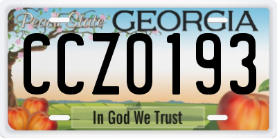 GA license plate CCZ0193