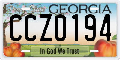 GA license plate CCZ0194