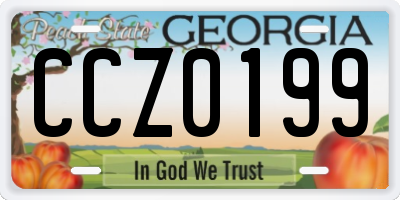 GA license plate CCZ0199