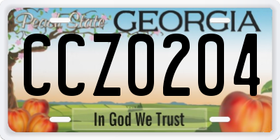 GA license plate CCZ0204