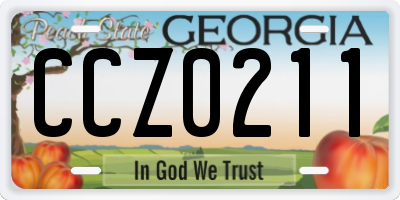 GA license plate CCZ0211