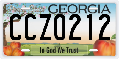 GA license plate CCZ0212