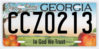GA license plate CCZ0213