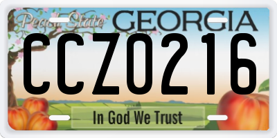 GA license plate CCZ0216