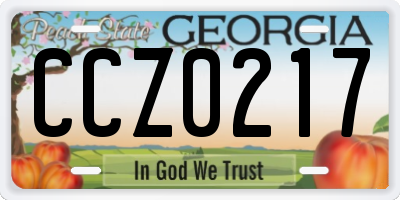 GA license plate CCZ0217