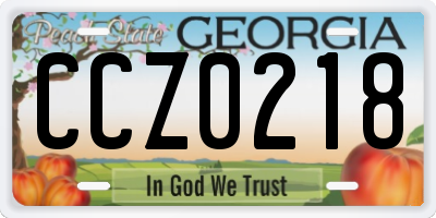 GA license plate CCZ0218