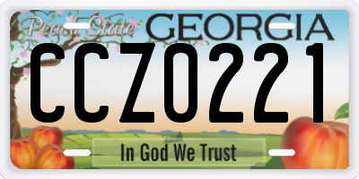 GA license plate CCZ0221