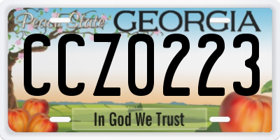 GA license plate CCZ0223