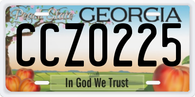 GA license plate CCZ0225