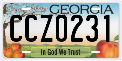 GA license plate CCZ0231