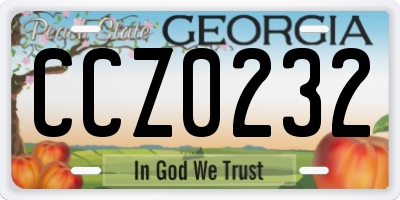 GA license plate CCZ0232