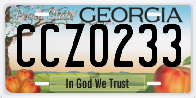 GA license plate CCZ0233