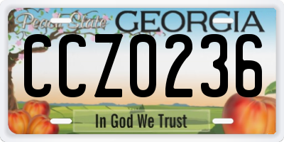 GA license plate CCZ0236