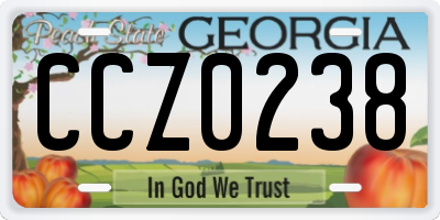 GA license plate CCZ0238