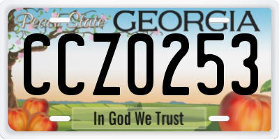 GA license plate CCZ0253