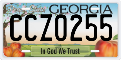 GA license plate CCZ0255