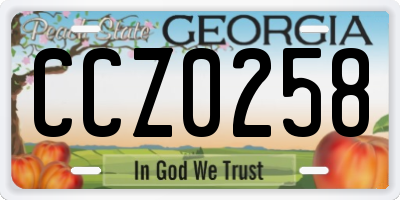 GA license plate CCZ0258