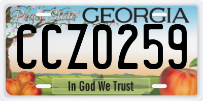 GA license plate CCZ0259
