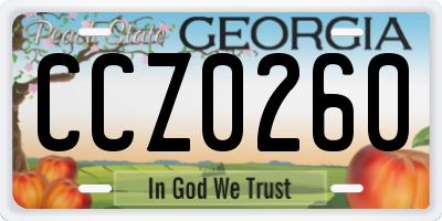 GA license plate CCZ0260