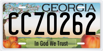 GA license plate CCZ0262