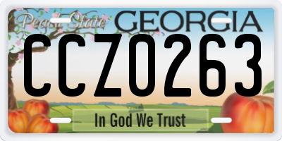 GA license plate CCZ0263