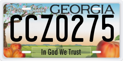GA license plate CCZ0275