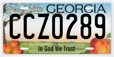GA license plate CCZ0289
