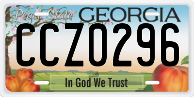 GA license plate CCZ0296