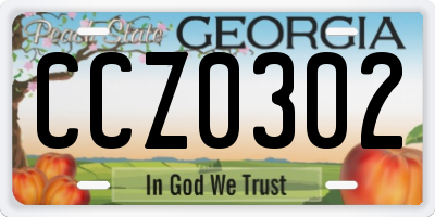 GA license plate CCZ0302