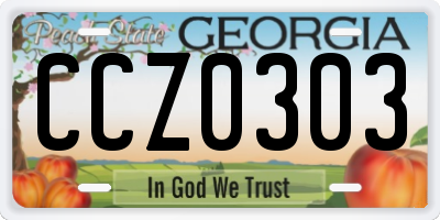 GA license plate CCZ0303