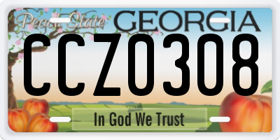 GA license plate CCZ0308
