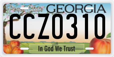 GA license plate CCZ0310