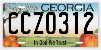 GA license plate CCZ0312