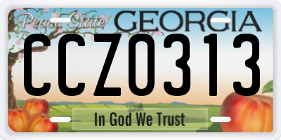 GA license plate CCZ0313