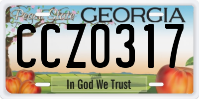 GA license plate CCZ0317