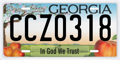 GA license plate CCZ0318