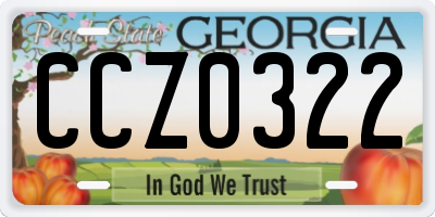 GA license plate CCZ0322