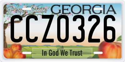 GA license plate CCZ0326