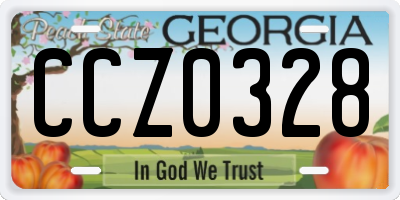 GA license plate CCZ0328